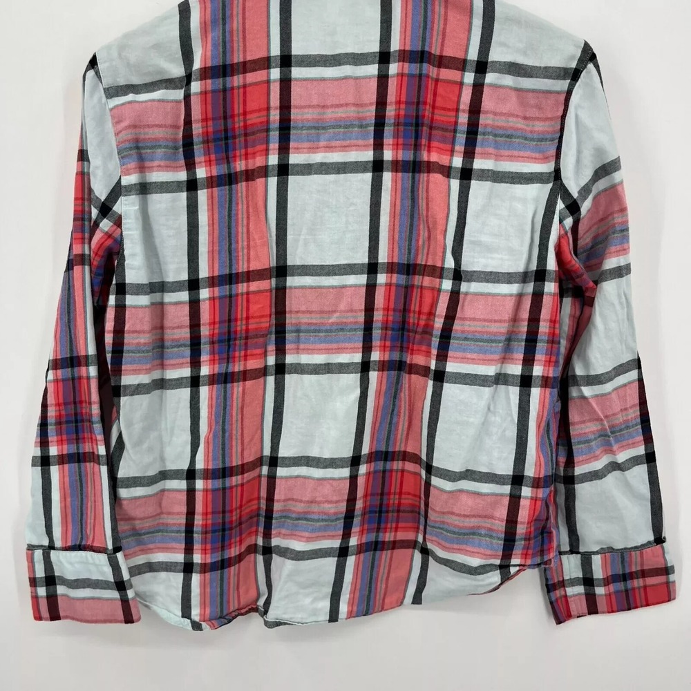Victoria's Secret Pajama Top Women's Size S Red Plaid Print Long Sleeve Button - Picture 8 of 8